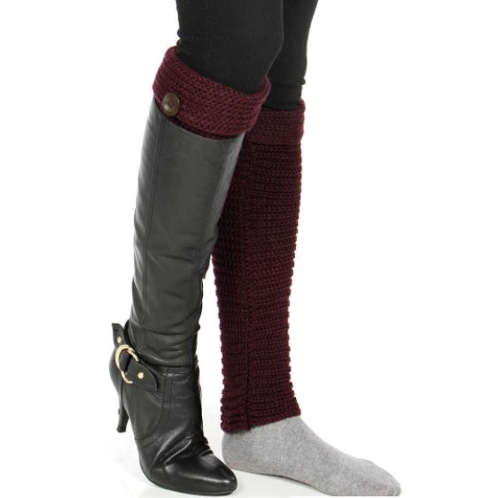 Knit Long Leg Warmers - Purple